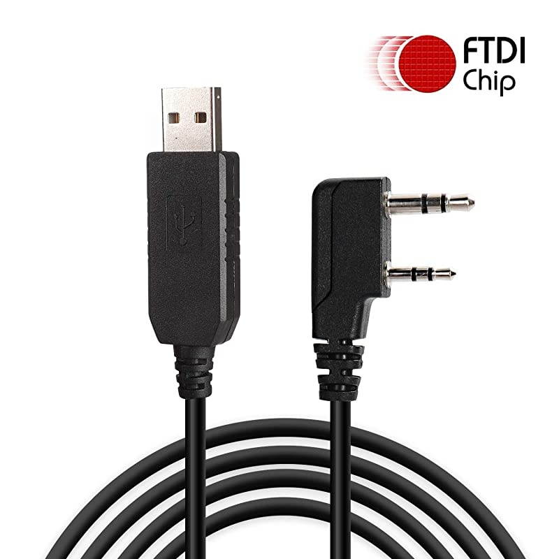 PC001 FTDI USB Programming Cable, Plug and Play, Compatible with Most Analog Two Way Radios with 2-Pin K Plug