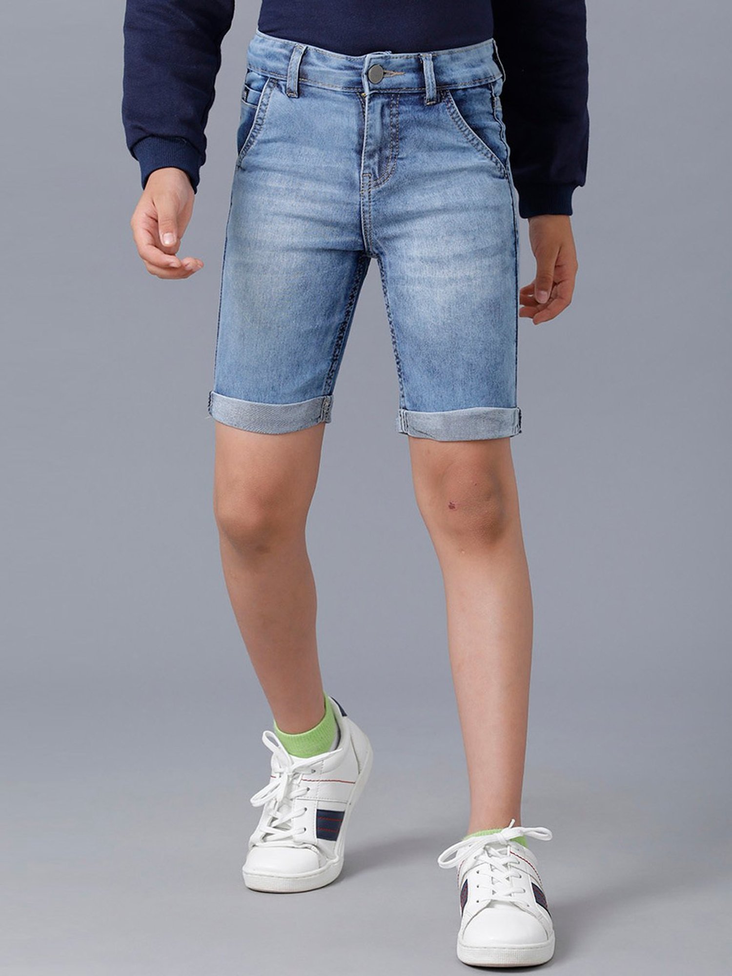 Under Fourteen Only Kids Blue Washed Shorts