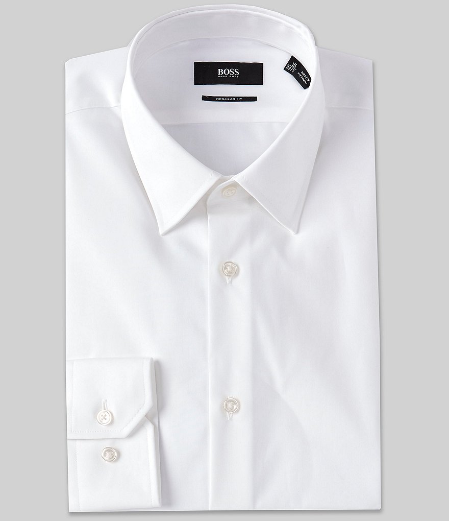 Psycho Bunny Non-Iron Modern Fit Spread Collar Solid Dress Shirt