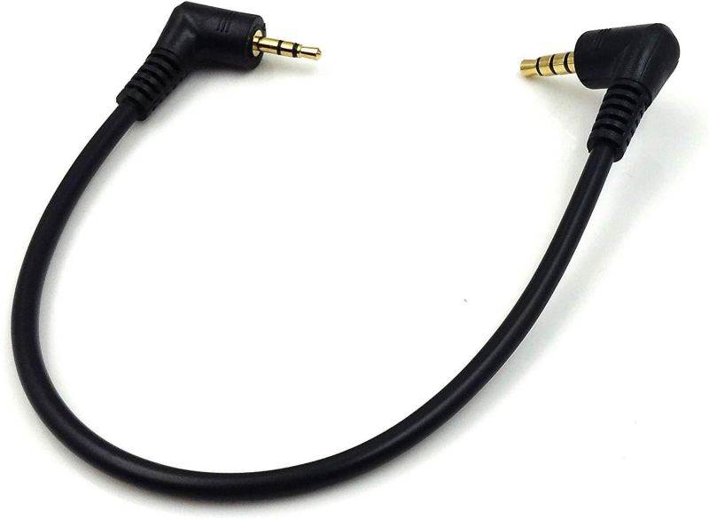 Poyiccot 90 Degree Right Angle 3.5mm 4 Pole Male to 2.5mm 3 Pole Male Headset Stereo Audio Aux Extender Stereo Jack Cable 20cm (3.5 M/ 2.5 M)