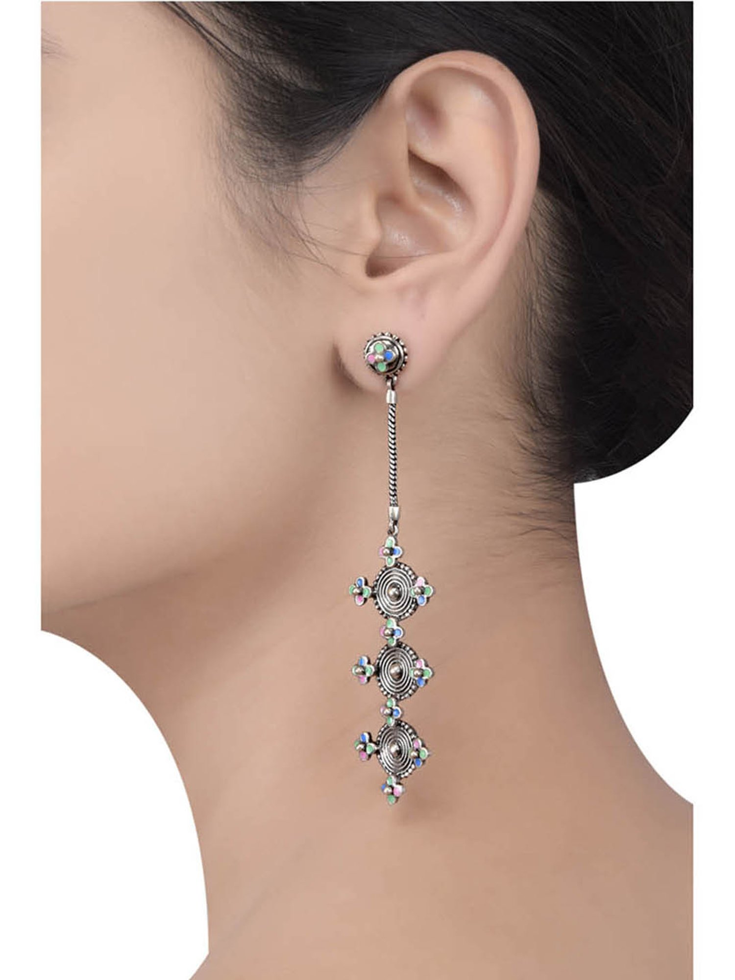 Tribe Amrapali Multi Coin Chandrika Dangler Earrings