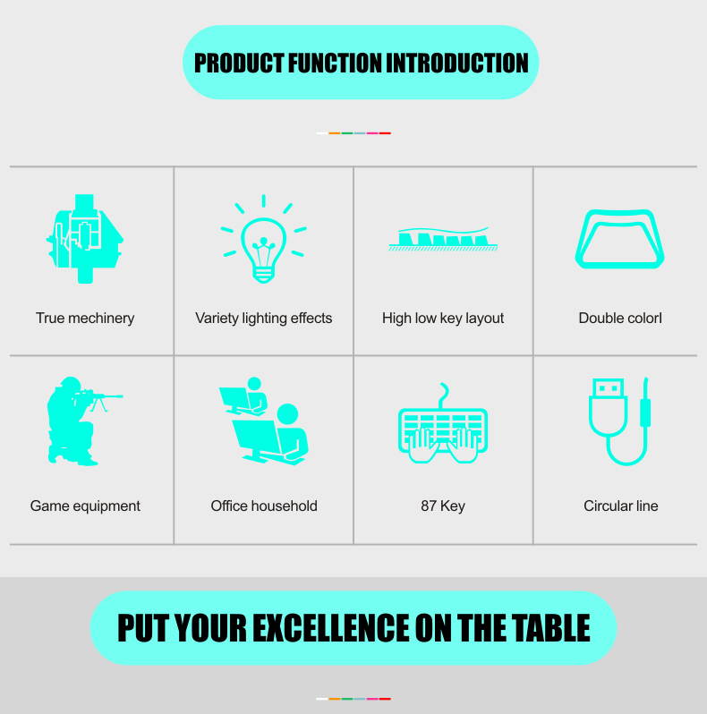 LEAVEN K550 Punk Mechanical Keyboard 87-key Green Axis Game Competitive Office Keyboard