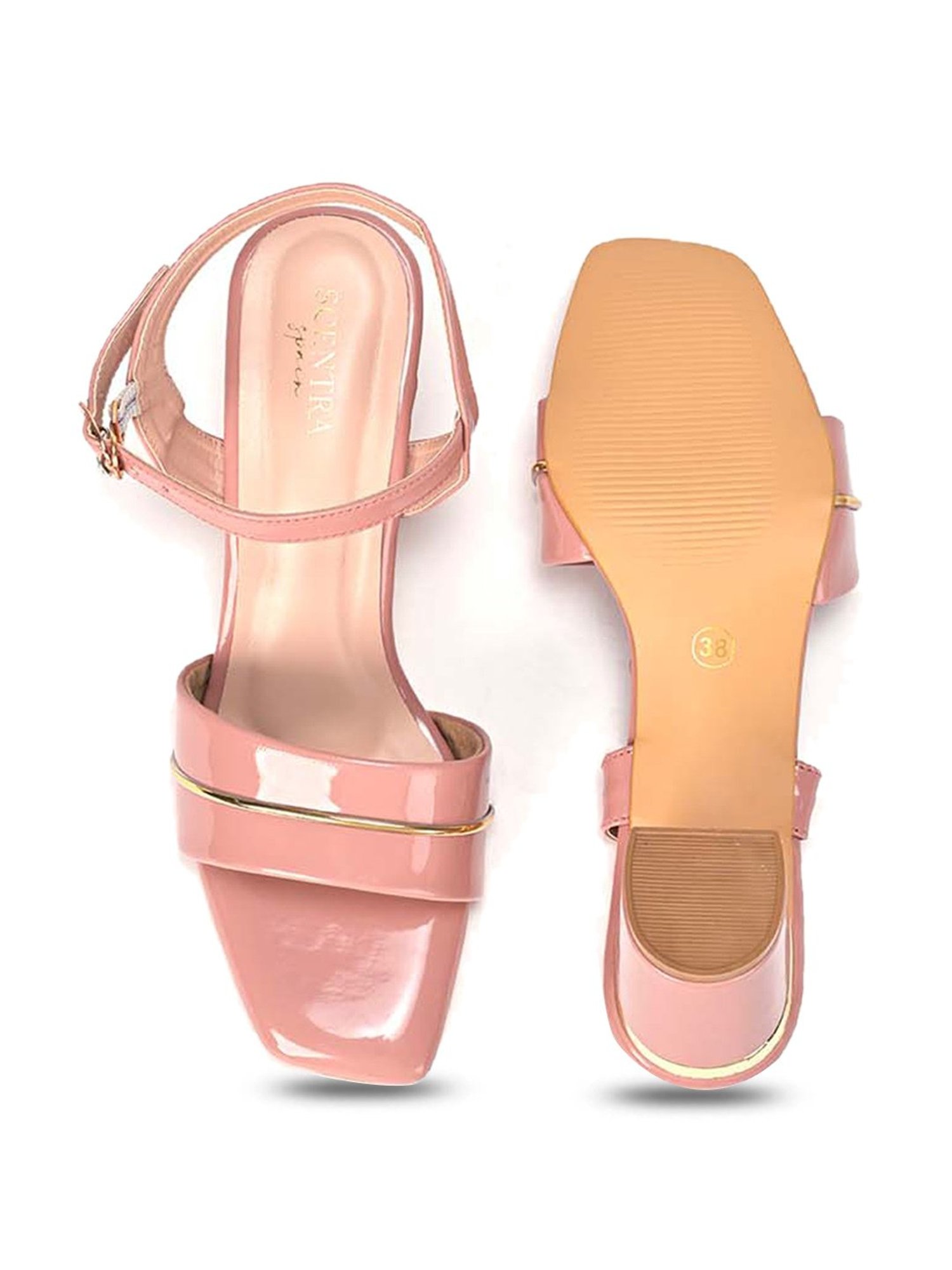 Scentra Women's Nude Ankle Strap Sandals