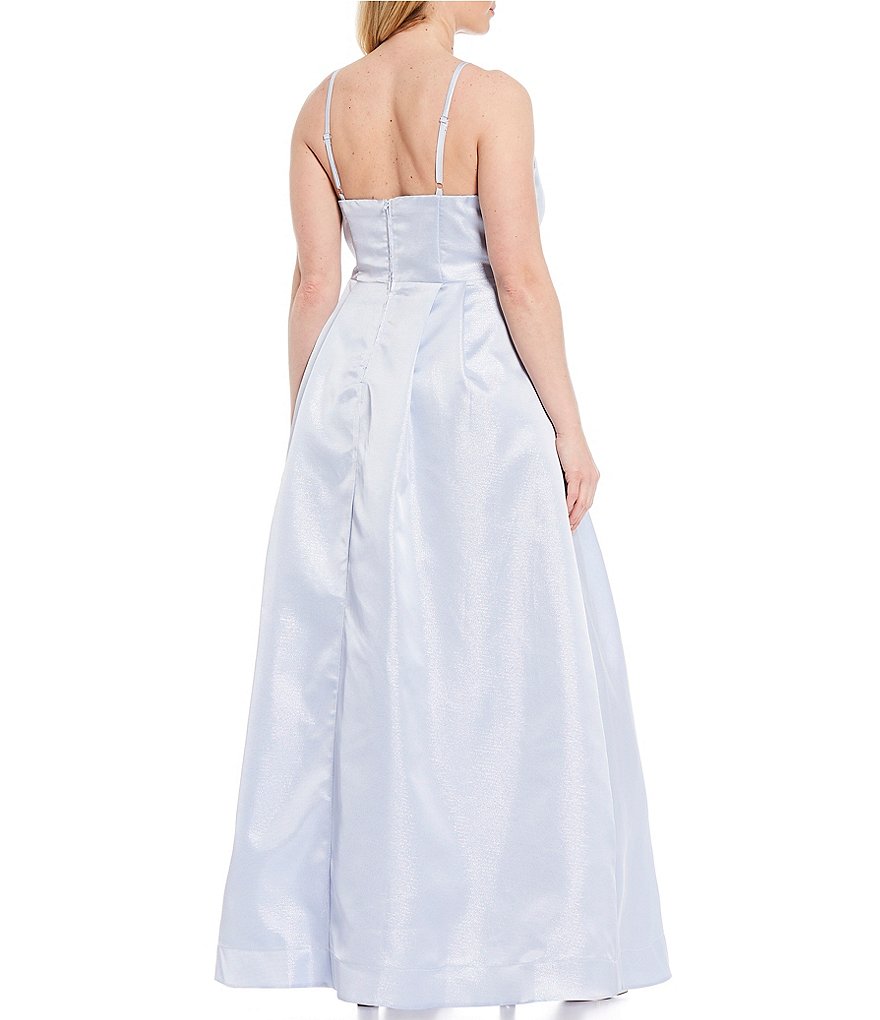 Teeze Me Plus Spaghetti Strap V-Neck Shimmer Ball Gown