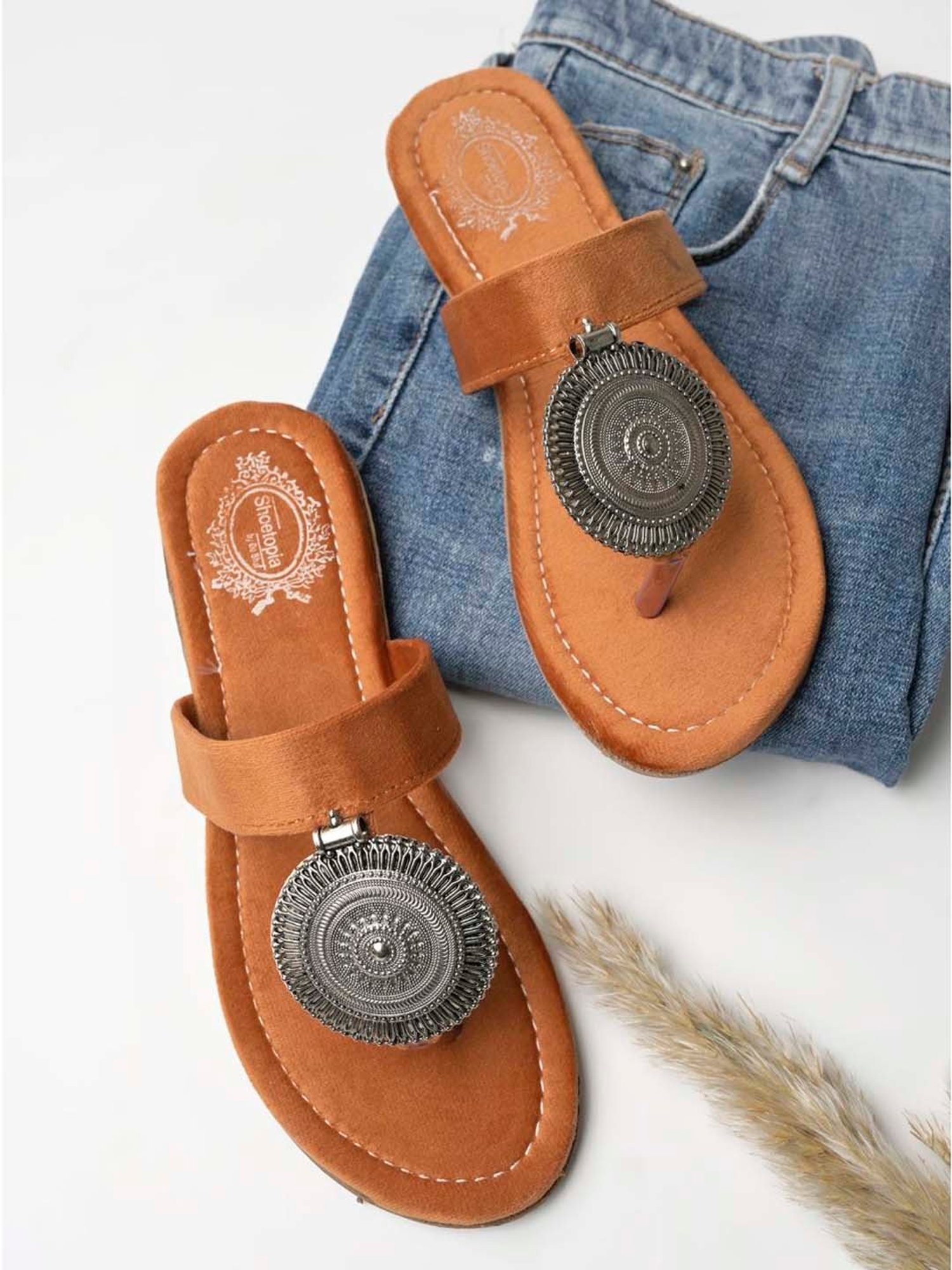 Shoetopia Kids Orange T-Strap Sandals