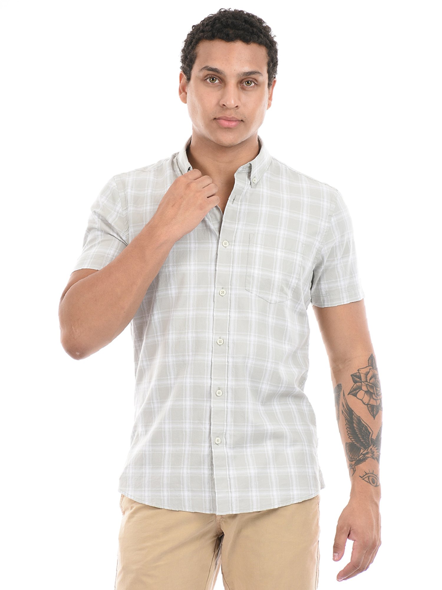 London Fog Grey Regular Fit Check Shirt