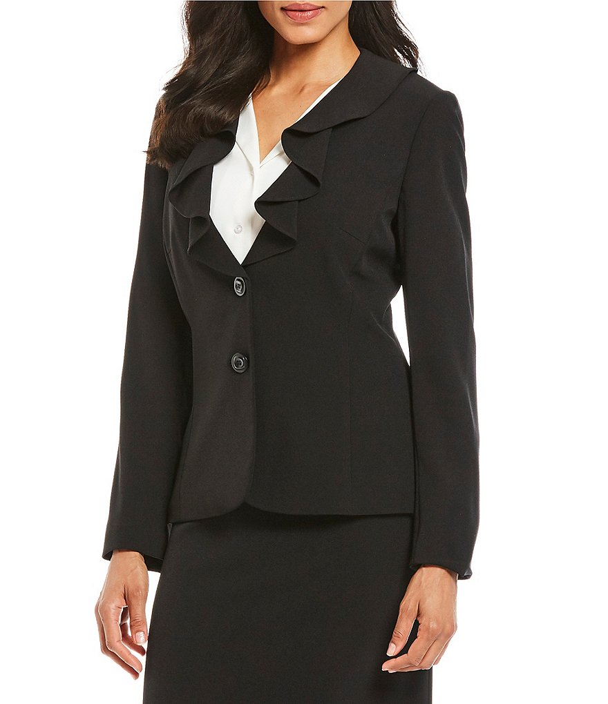 Preston & York Julie Ruffle Neck Two-Button Front Blazer