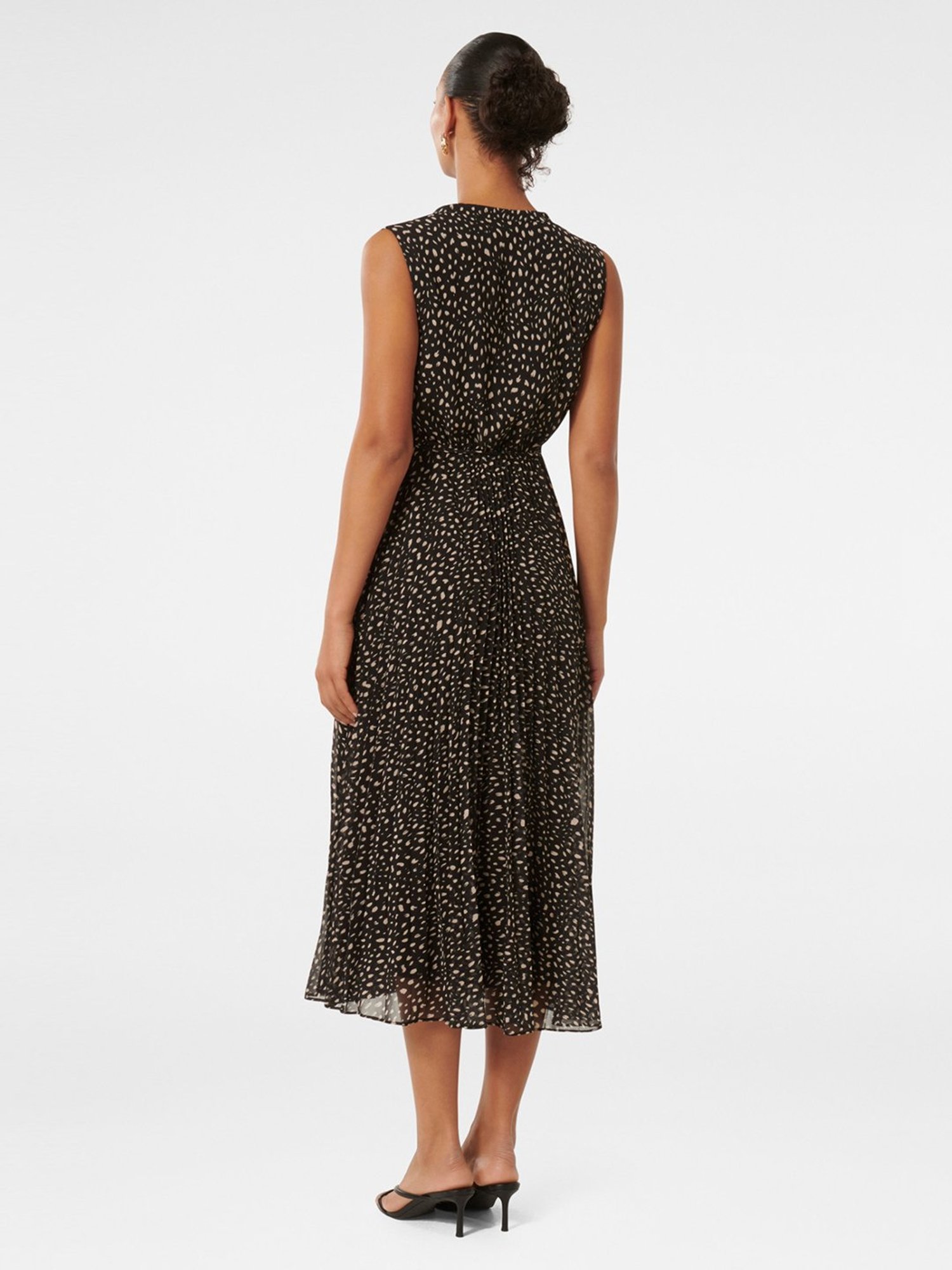 Forever New Black Barbara Sleeveless Pleated Midi Dress