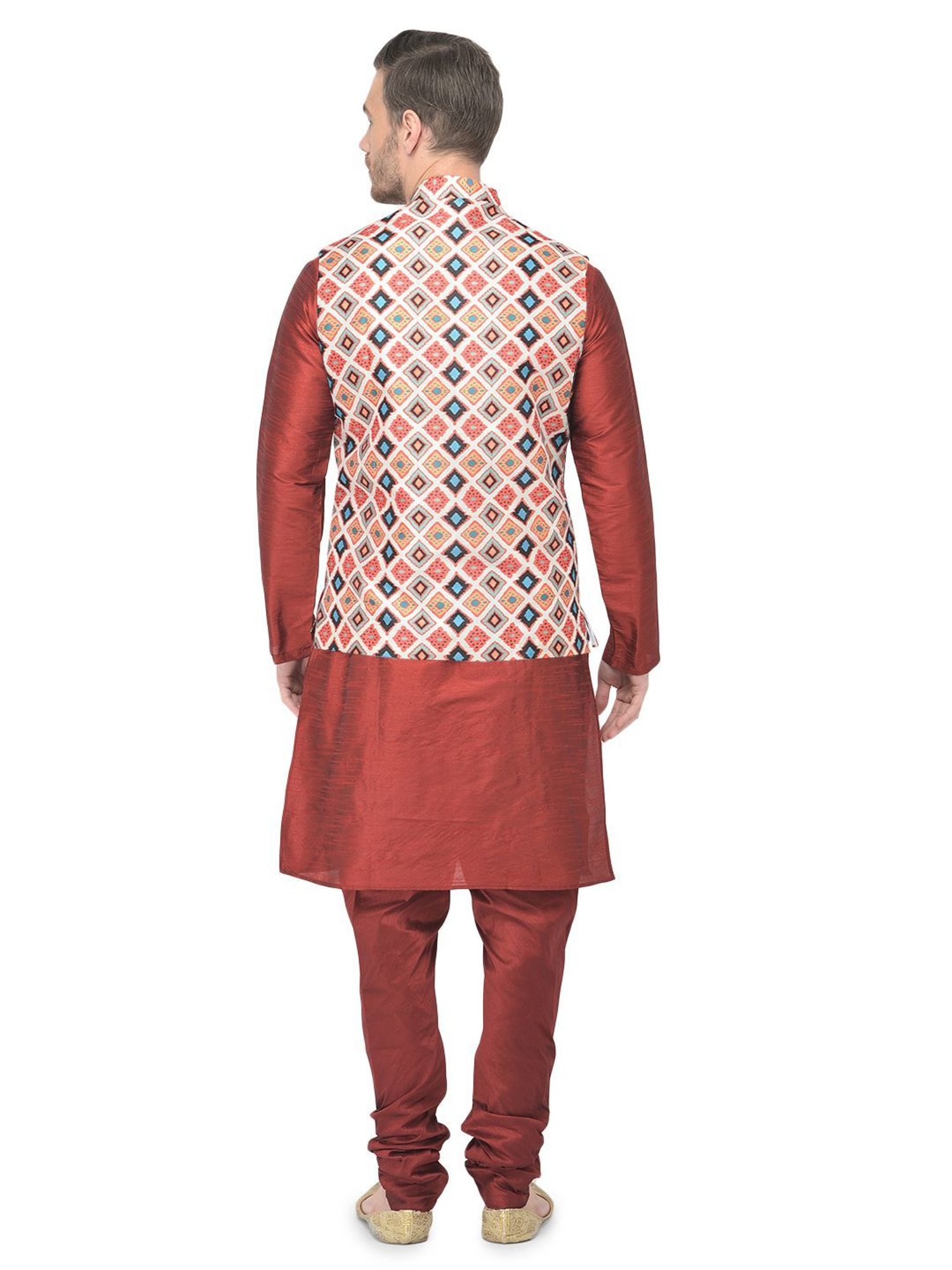 SG LEMAN Red Regular Fit Printed Kurta Set