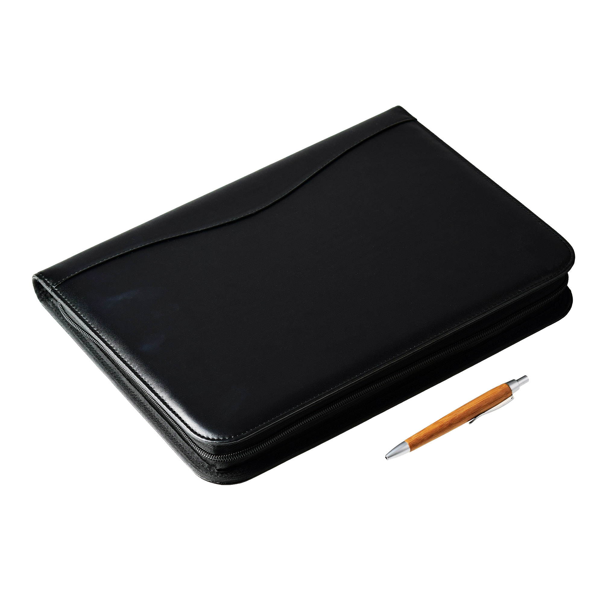 Black PU Leather Padfolio Organizer Documents Holder with Notepad & Calculator