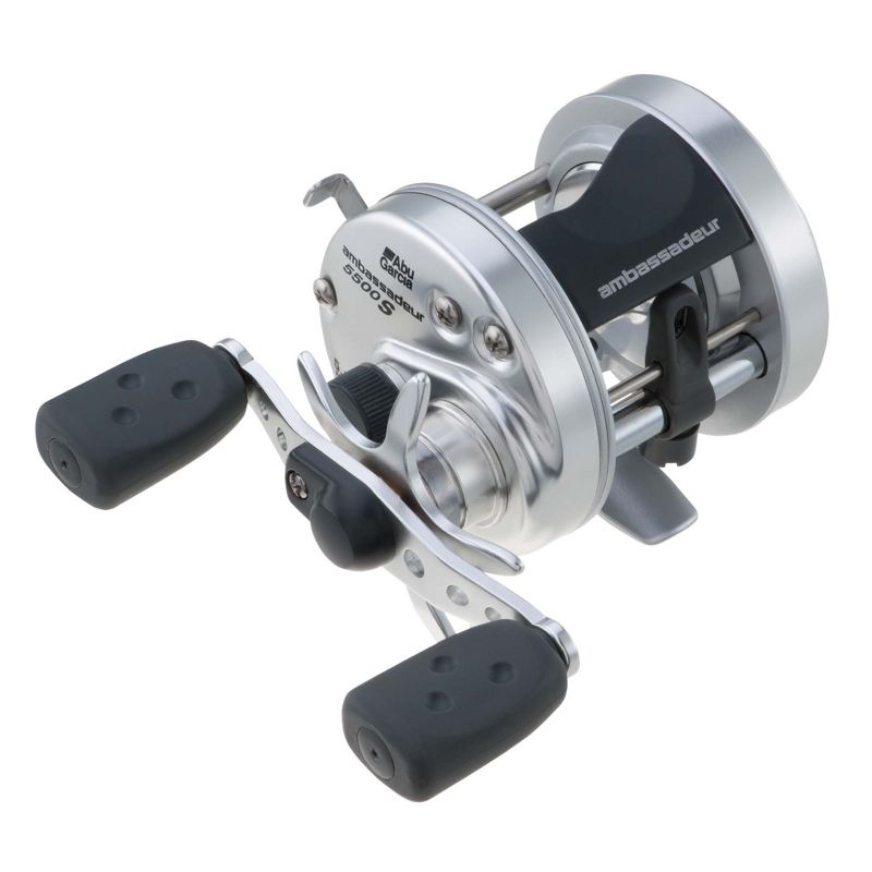 Abu Garcia AMBS-6500 Ambassadeur S Round 255/17 Right Handed Baitcasting Fishing Reel, Silver & Black
