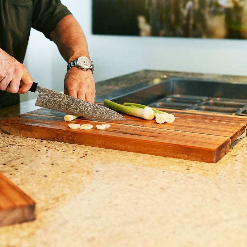Architec Madeira Teak Edge-Grain Jumbo Cutting Board and Chop Block 23"x15"x1.25"