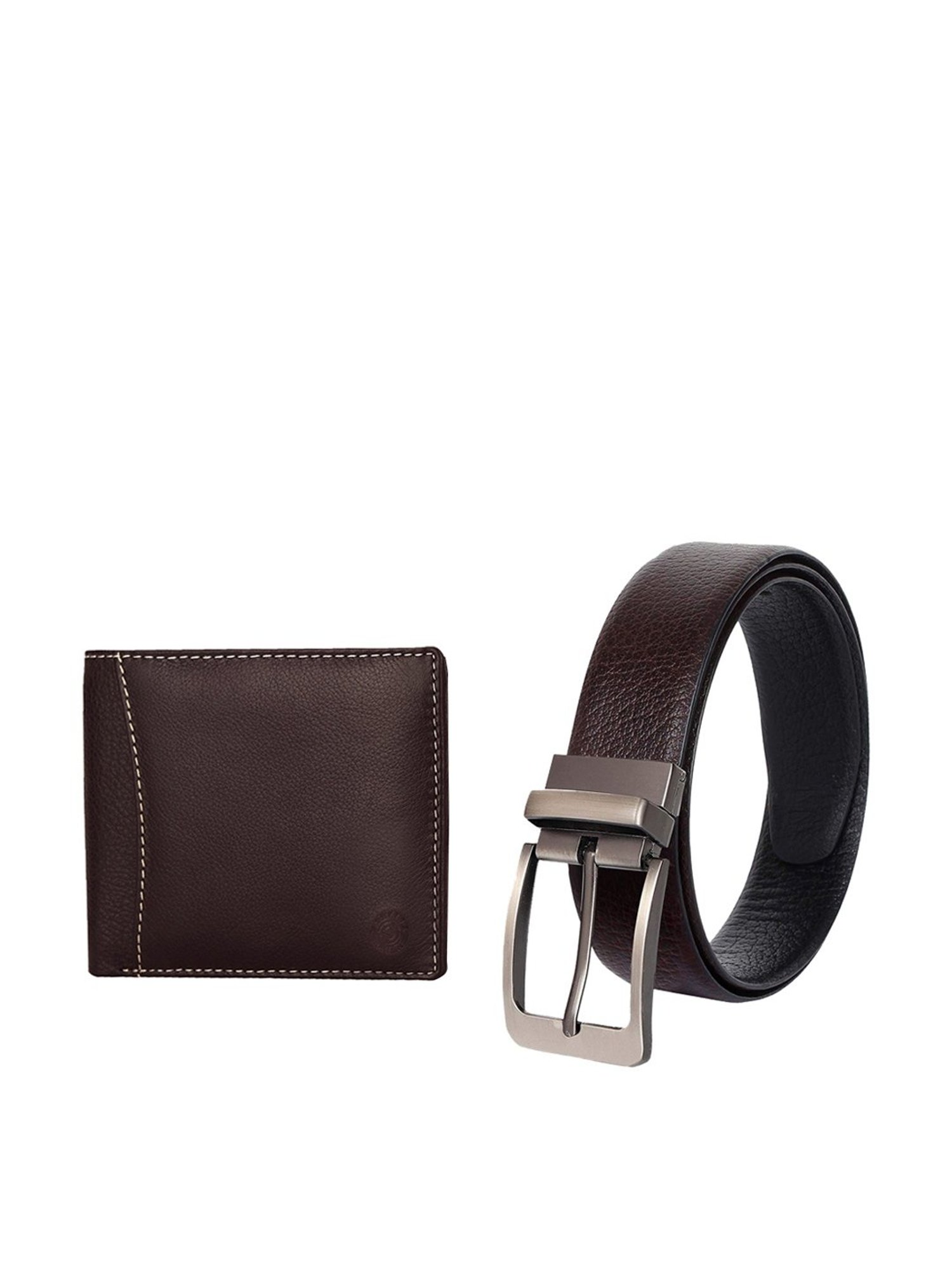 SCHARF Dark Brown Leather Reversible Belt With Wallet for Men