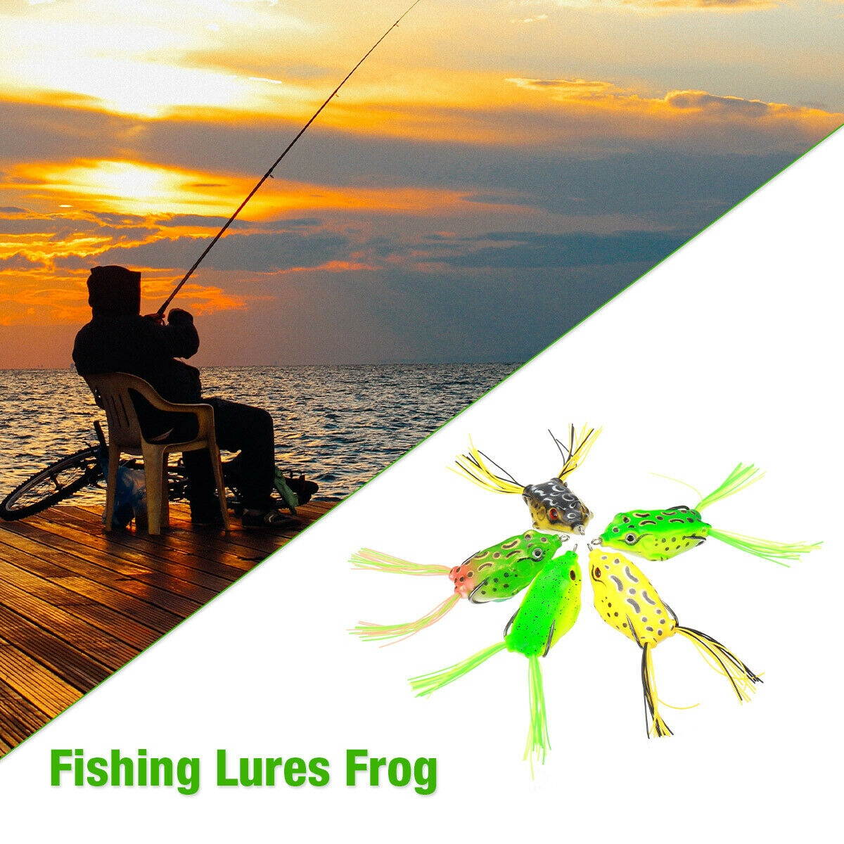 Frog Topwater Soft Fishing Lure Crankbait 5pcs/set 2.5in 0.4oz Bass Fishing Bait