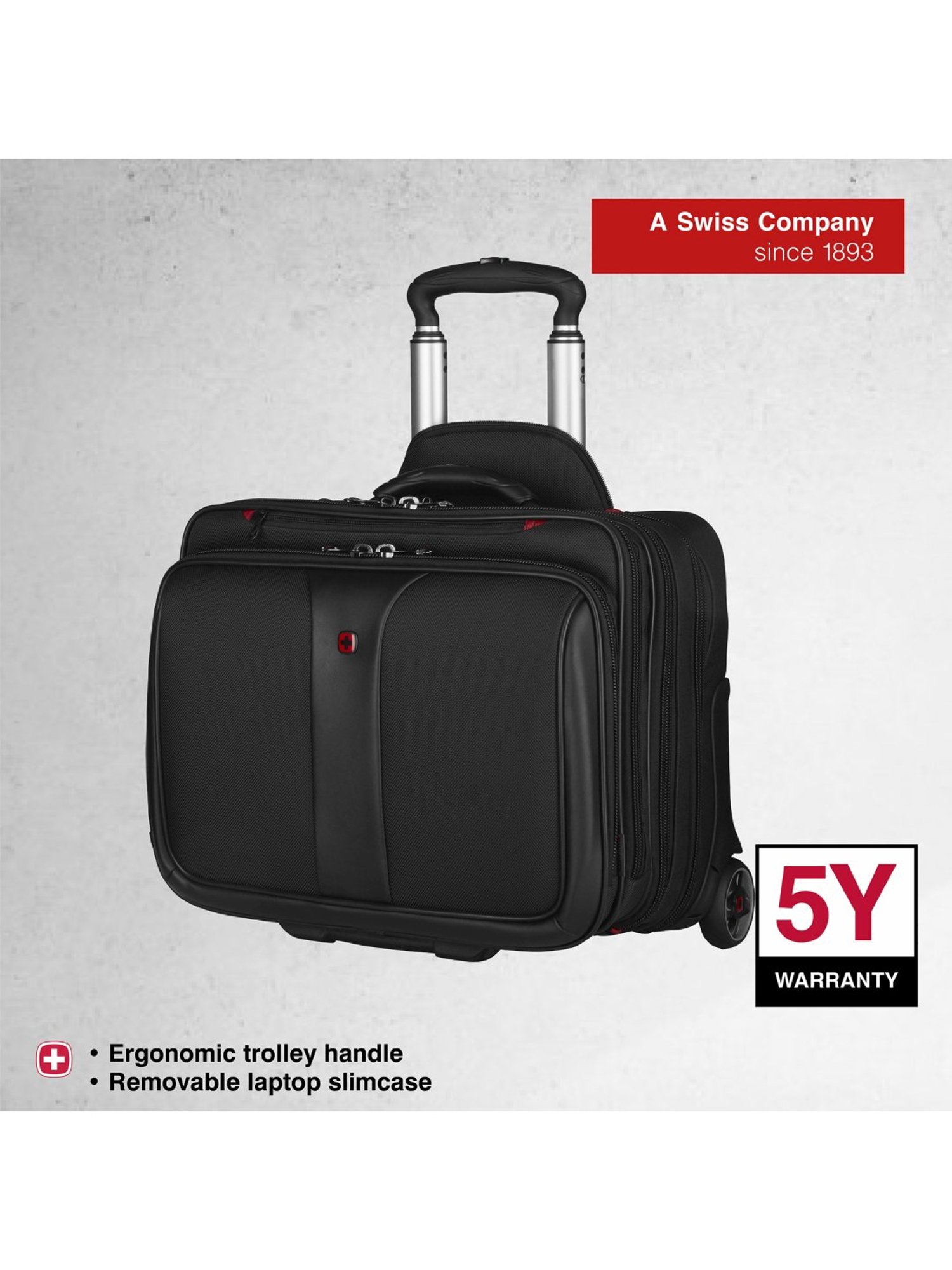 Wenger Patriot Black 2 Wheels Medium Soft Cabin Trolley - 43 cm