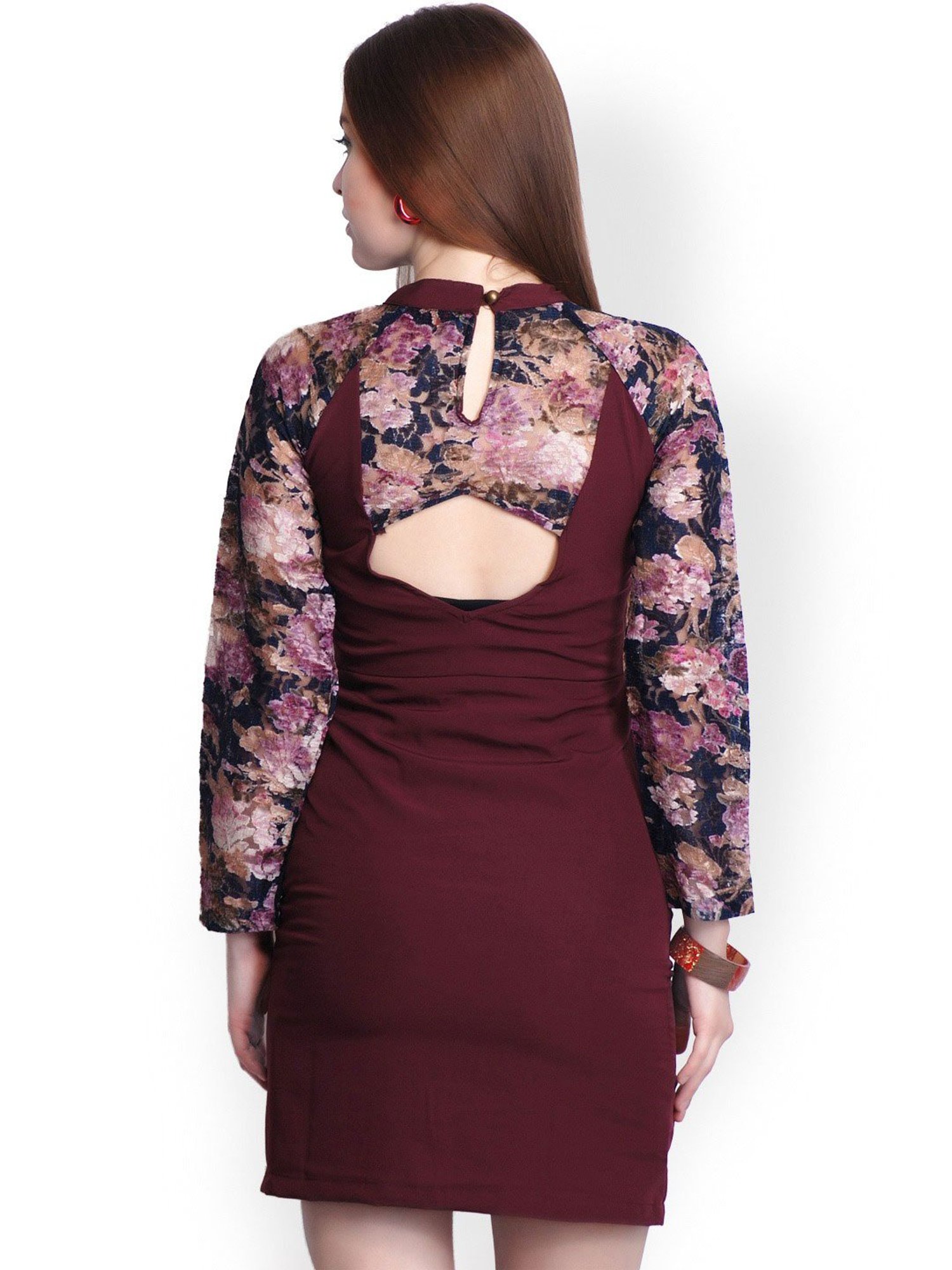 Belle Fille Maroon Floral Print Dress
