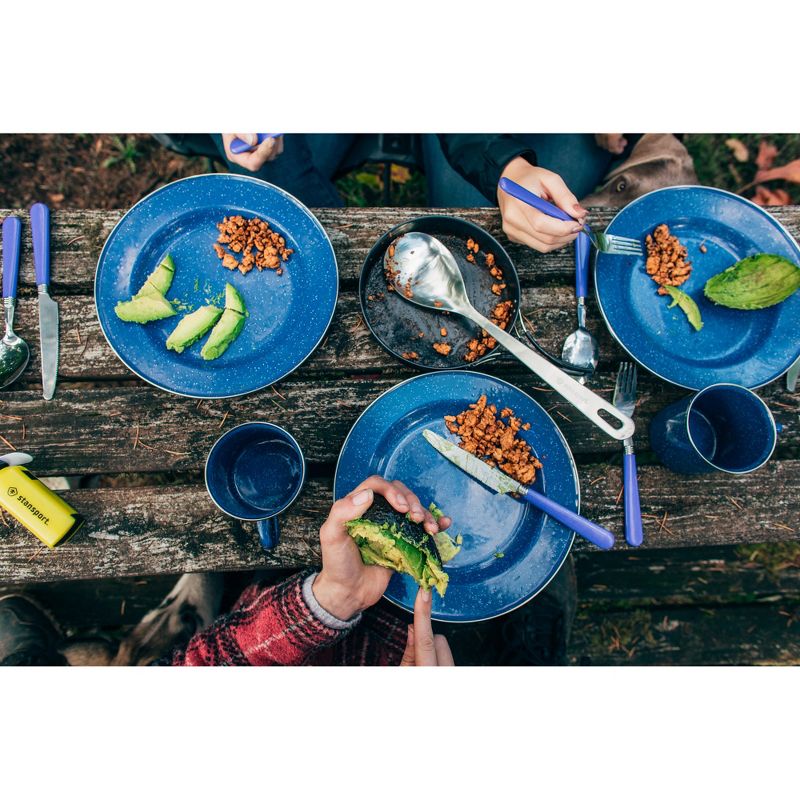 Stansport Enamel Camping Tableware Set 24 Pieces Blue