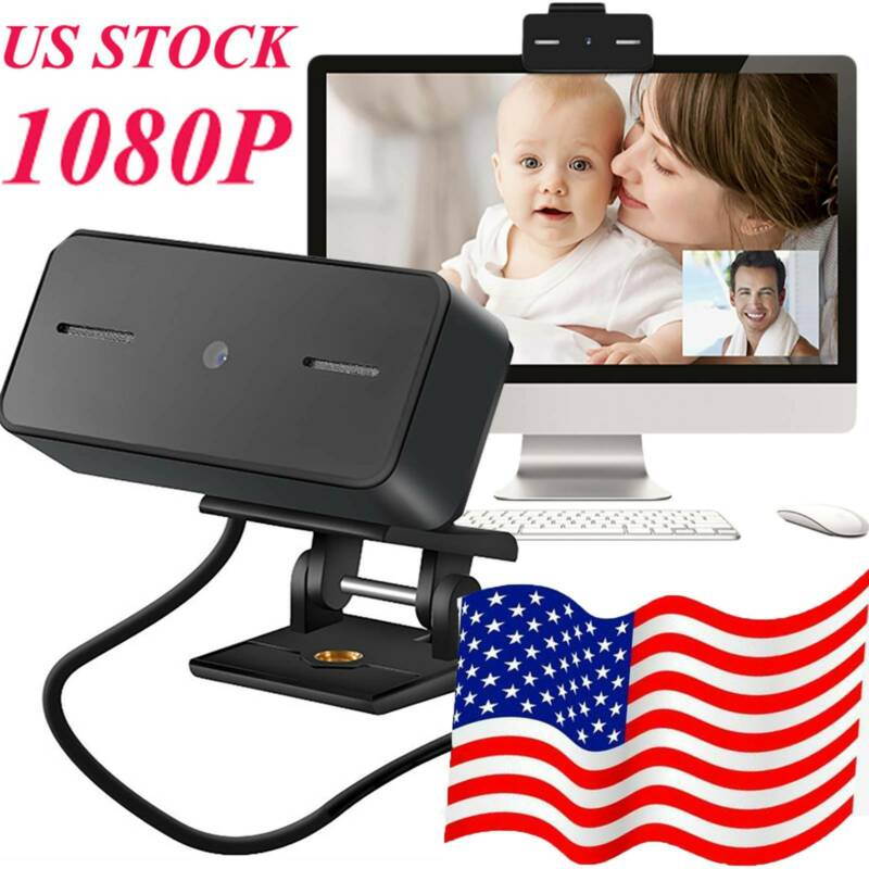 Webcam 1080P Full HD Web Camera with Mic Skype Webcam for PC Mac Laptop Notebook Compatible with Windows 10/8/7/XP Desktop Computer PC Camera With Microphone Clip-On USB