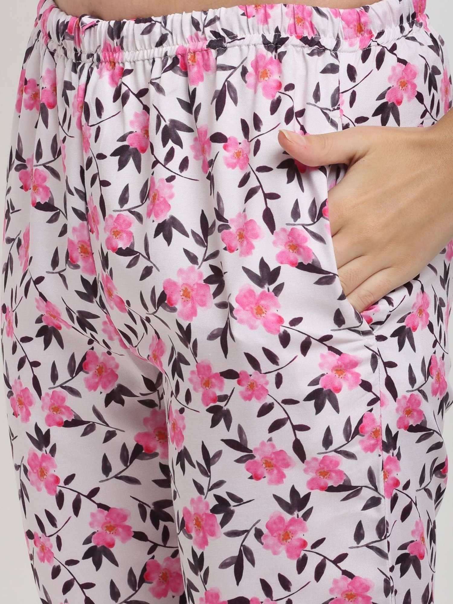 Erotissch Pink & Grey Floral Print Shirt Pyjama Set