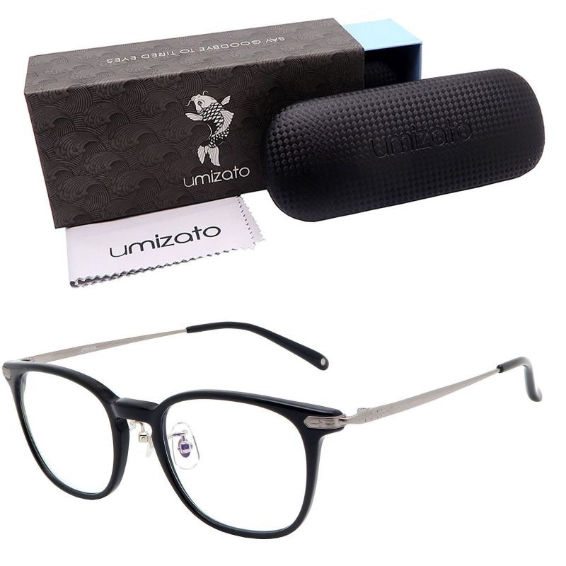 Umizato Titanium Blue Light Blocking Glasses for Men Women - Designer Vintage Gaming Computer Glasses Men, Nosepads, Eye Strain, Anti Screen Filter, UV Blocker Bluelight Protection (HUDSON)