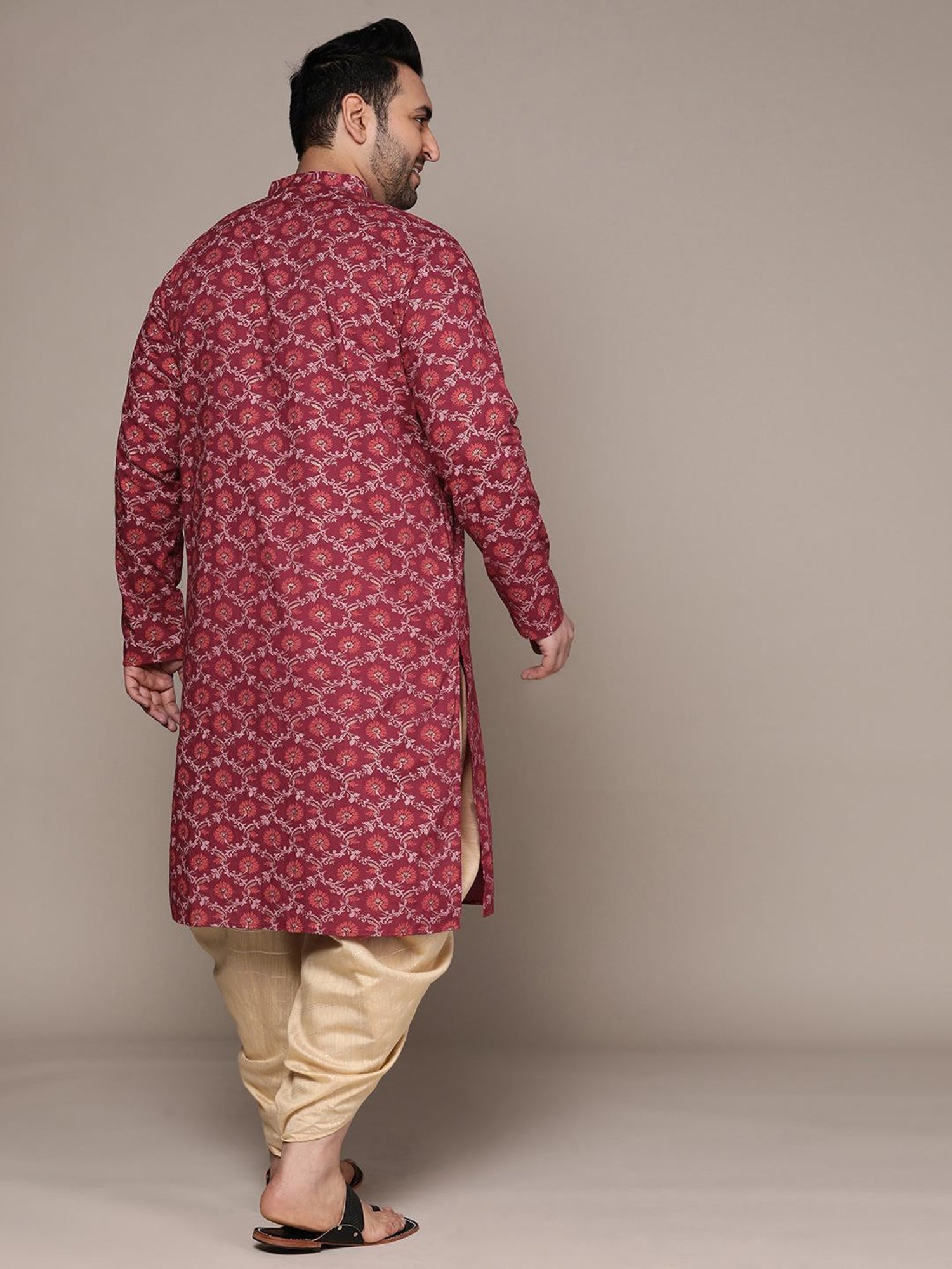 KISAH PLUS Maroon Regular Fit Printed Kurta Bottom Set