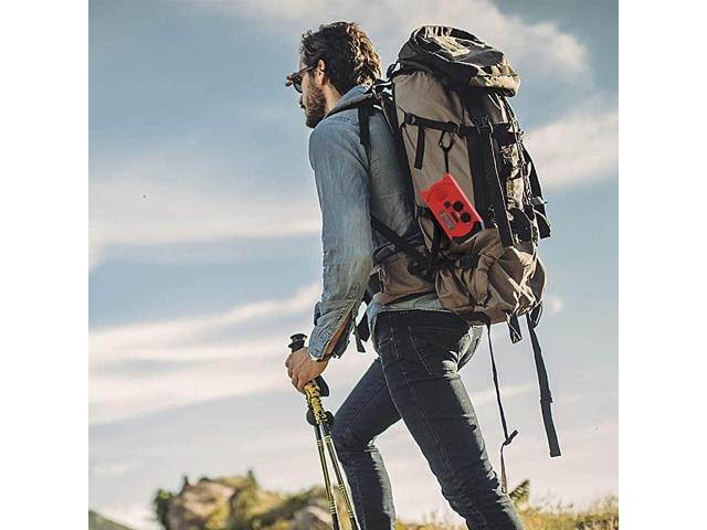 Version] Emergency Weather Radios SOS Alarm AM/FM NOAA Radio Hand Crank Self Powered LED Flashlight 2000mAh Power Bank Red with Multifunctional Climbing Button Carabiner (Black Lanyard)