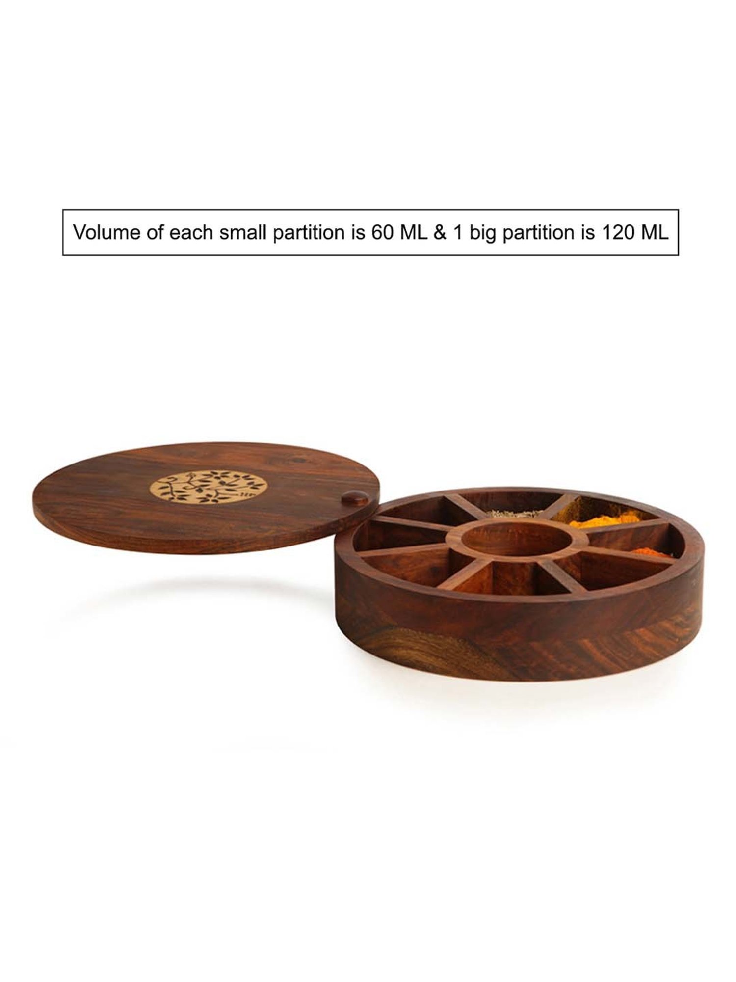 ExclusiveLane Spice Box With Floral Burnt Design In Sheeham Wood