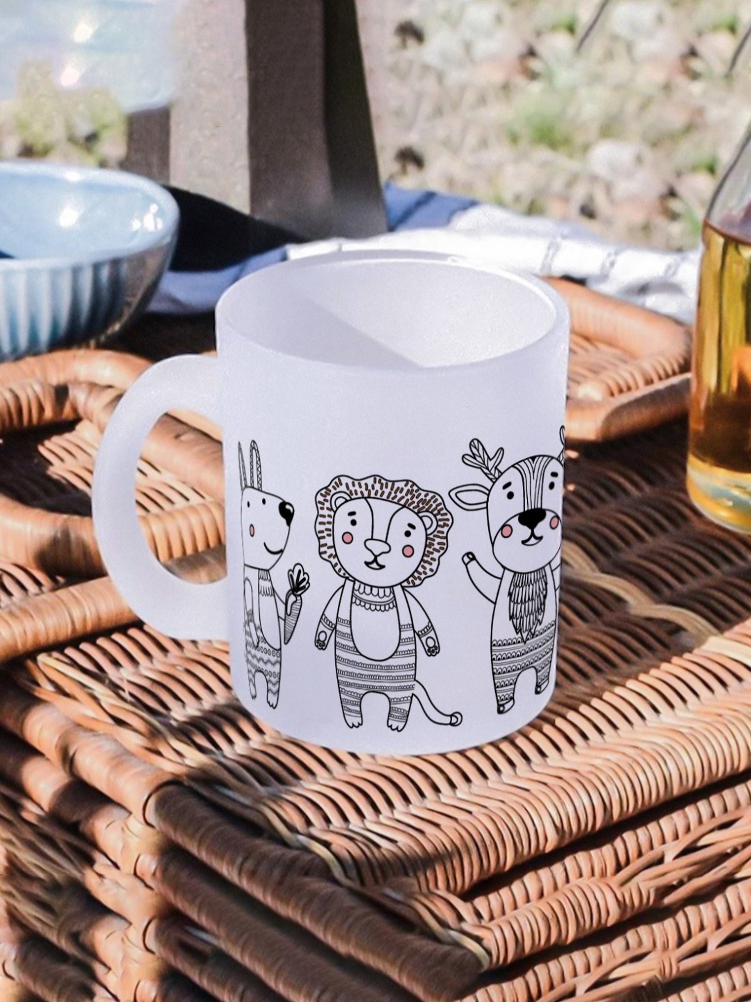 Gathari Aesthetic White Glass Frosted Coffee Mug