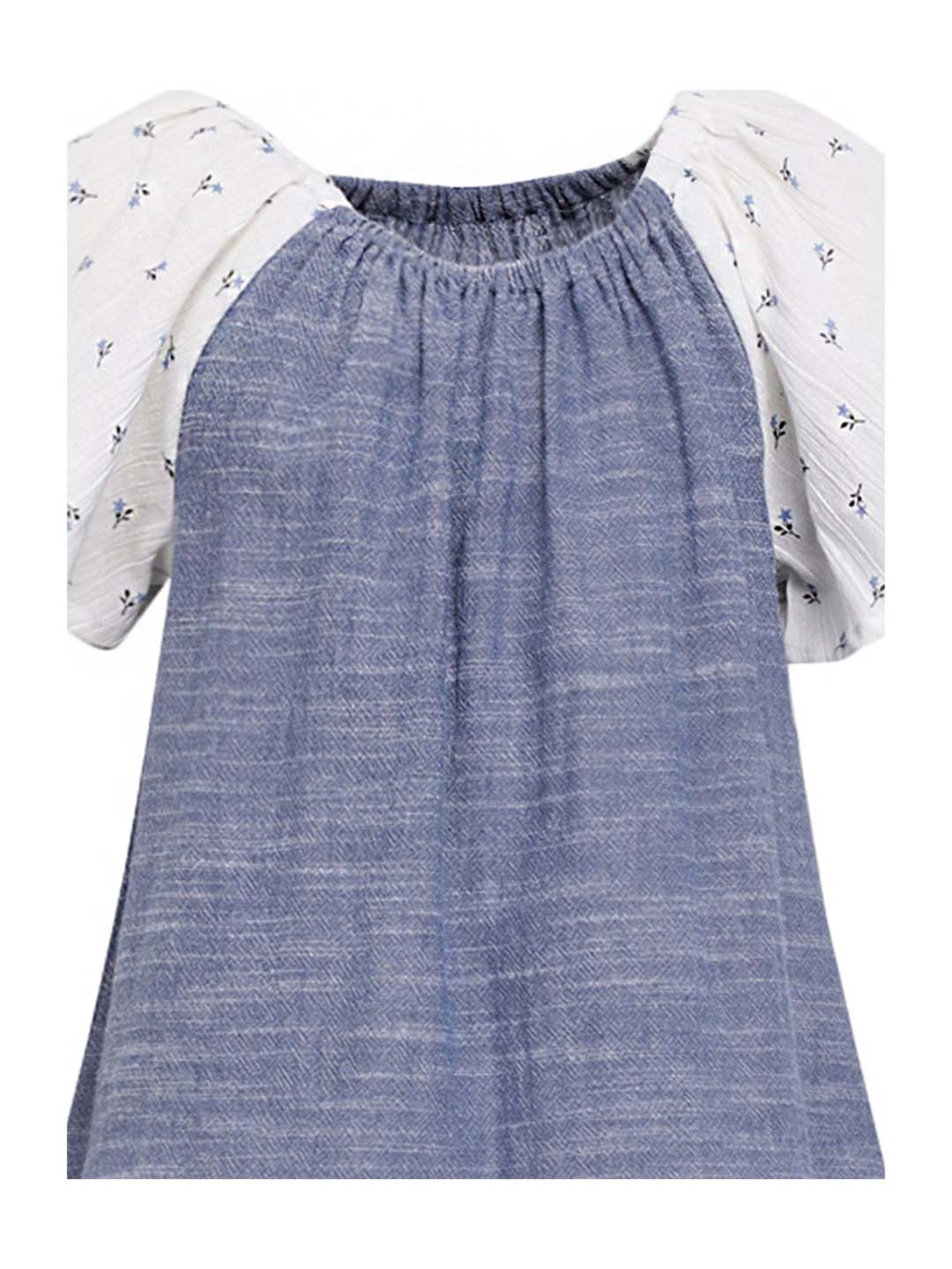 A Little Fable Kids Blue Cotton Printed Dress