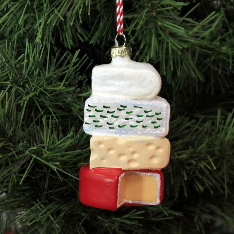 Holiday Ornament 3.75" Cheese Stack Gourmet Swiss Brie Cheddar  -  Tree Ornaments