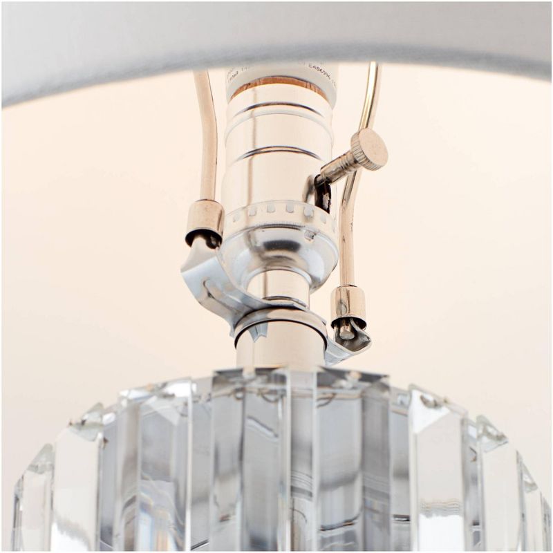 Regency Hill Traditional Table Lamps Set of 2 with Night Light Clear Glass Rod Brushed Nickel White Drum Living Room Bedroom House