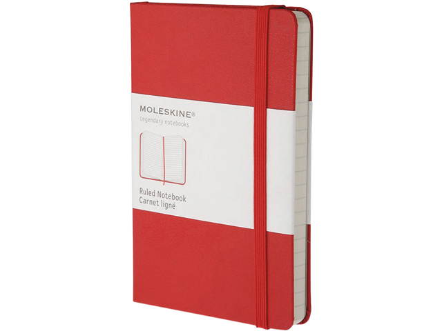 MOLESKINE MM710R Hard Cover Notebook, Narrow Rule, Red Cover, 5.5" x 3.5", 192 Sheets