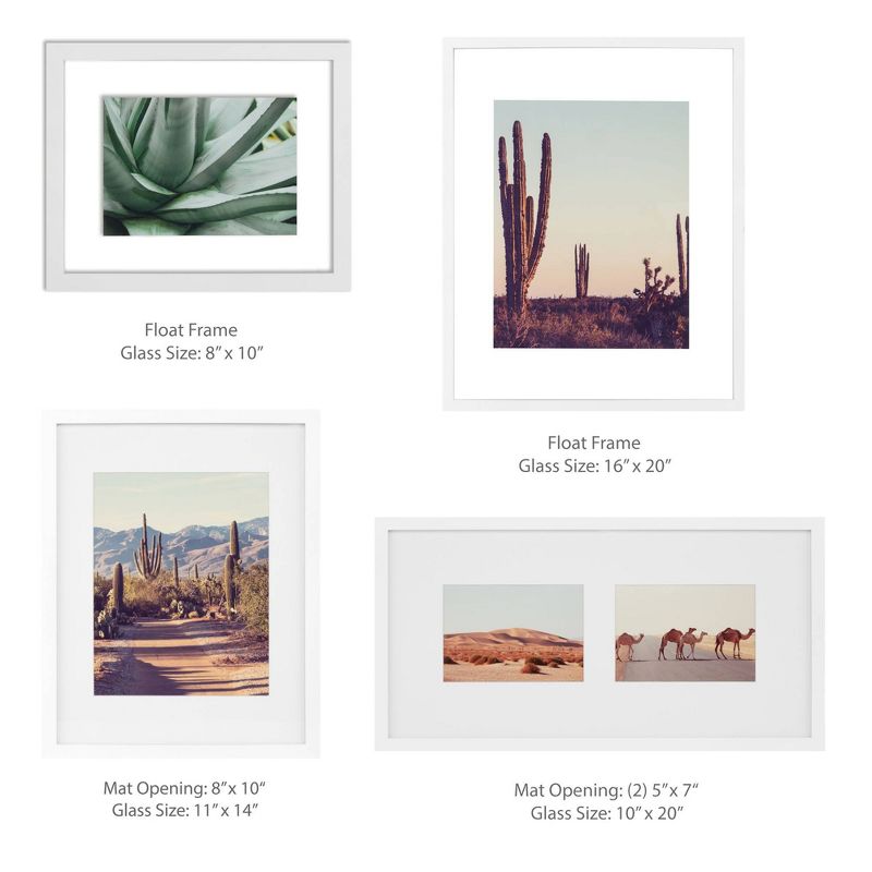 9pc Gallery Wall Frame Set with Decorative Art Prints Matted and Float Frames - Gallery Solutions