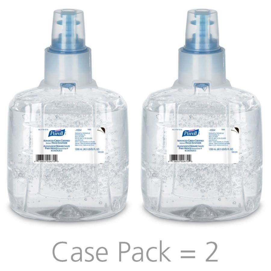 PURELL&reg; Advanced Hand Sanitizer Green Certified Gel Refill, 1200 mL, Pack of 2