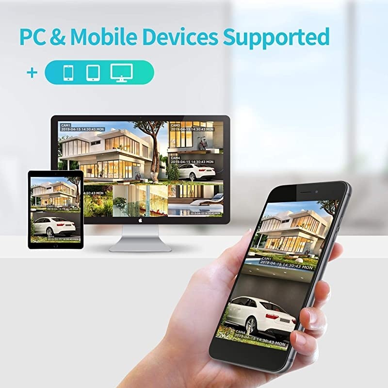 5MP PoE Security Camera System with 10 inch LCD Monitor, 8CH NVR 4Pcs Security Camera Outdoor with Night Vision, Waterproof, Motion Detection, Remote Access, No Hard Drive