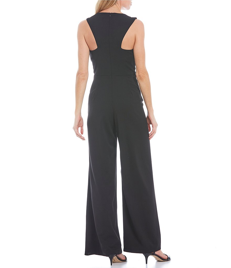 Marina Drape Front V-Neck Sleeveless Jumpsuit