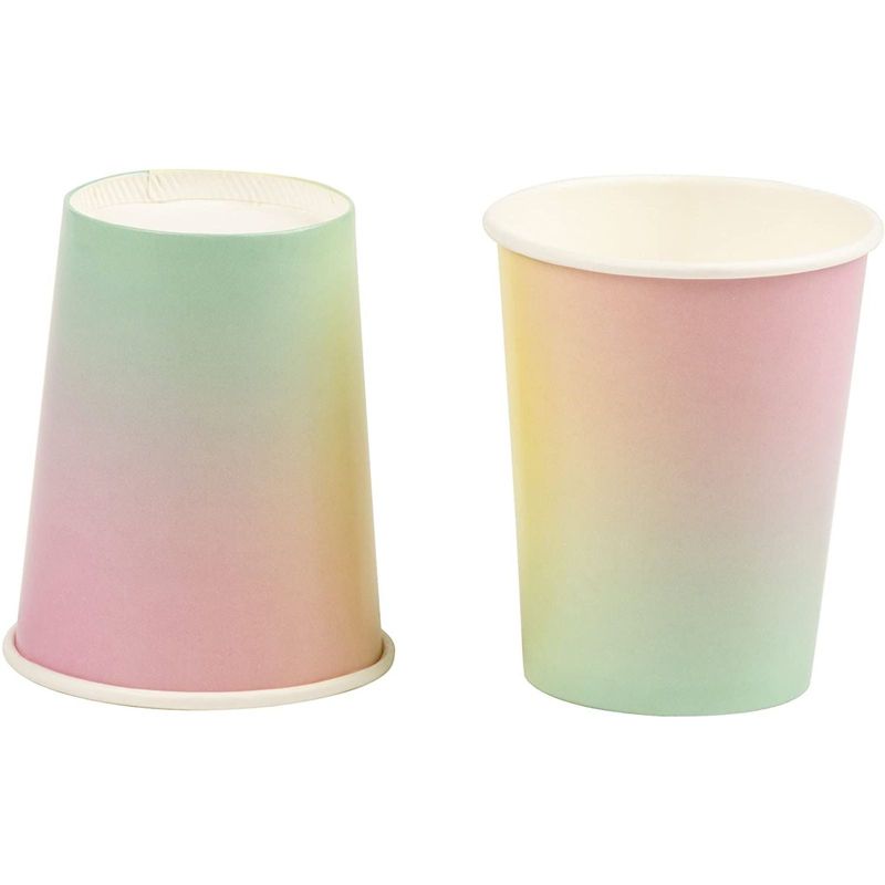 Blue Panda 144 Pieces Rainbow Pastel Party Bundle, Includes Plates, Napkins, Cups, and Cutlery (24 Guests)