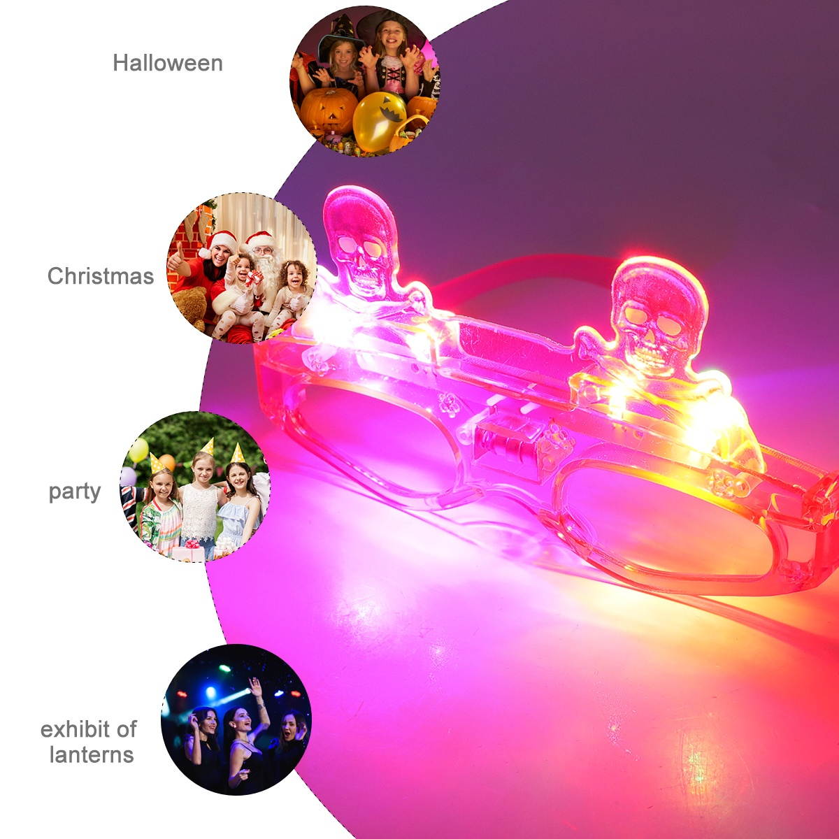 4pcs Halloween Glow Glasses Children's Toy for Party Bar Nightclub Pumpkin Style