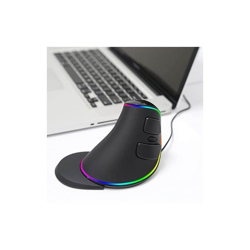 Wired Ergonomic Vertical Mouse Large RGB Ergonomic Computer Mouse with 6 Buttons Removable Wrist Rest 4000DPI and OnBoard Software Reduce Hand Strainfor Carpal TunnelM618Plus RGBBlack