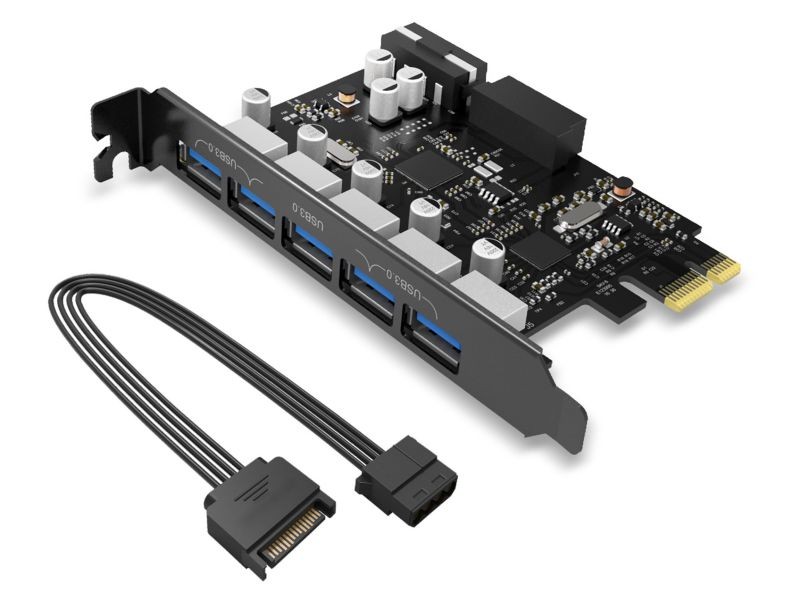 ORICO SuperSpeed 7 Ports USB3.0 PCI-E Expansion Card Adapter PCI-E USB 3.0 HUB Controller Adapter Add on Card for Windows Vista PC Laptop (No Additional Power Connection Needed)