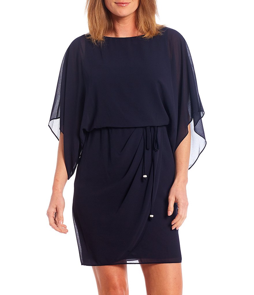 Jessica Howard Dolman Sleeve Drape Front Blouson Dress
