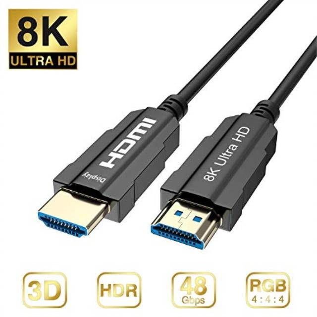 CableDeconn 8K HDMI Fiber Optic Cable Real UHD HDR 8K 48Gbps 8K@60Hz 4K@120Hz  HDMI 2.1 Support 3D HDCP2.2 HDMI Cable for PS4 SetTop Box HDTVs Projectors 20m 66ft