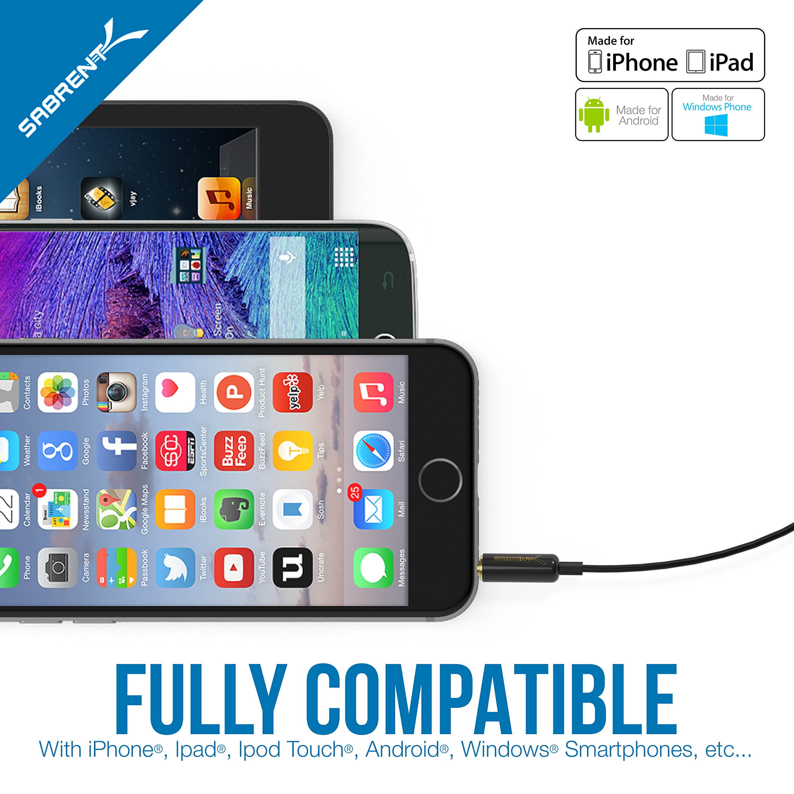 Sabrent Lavalier/Lapel Clip-on Omnidirectional Condenser Microphone for iPhone & Android Smartphones or Any Other Mobile Device (AU-SMCR)