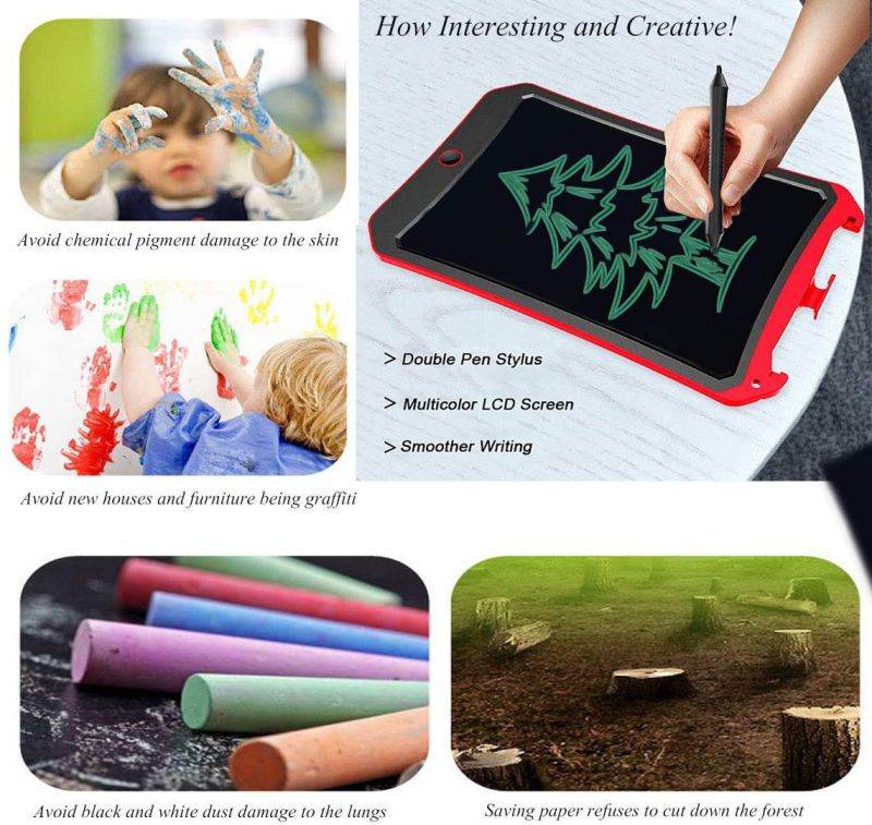 JRD&BS WINL 8.5 in Drawing Tablet Doodle Pad Toys for Kids Birthday Gift for 4-13 Yr Old Writing Tablet with Stylus Smart Paper for Drawing Writer, for Teen Boys Girls (Pink White D)