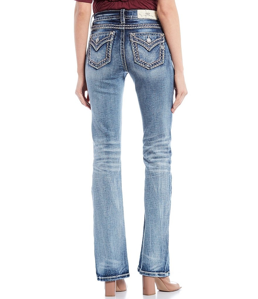 Miss Me Chloe Border Stitch Pocket Mid-Rise Bootcut Jeans