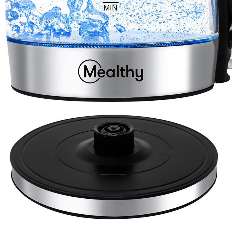Mealthy MEALTHYKETTLE High-Quality 1.7 Liter Glass Electric Home Tea Boiler Kettle with Blue LED Light Indicator