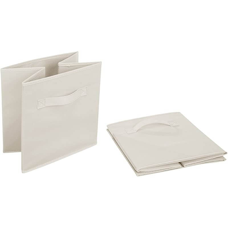 Basics Collapsible Fabric Storage Cubes Organizer with Handles Beige Pack of 6