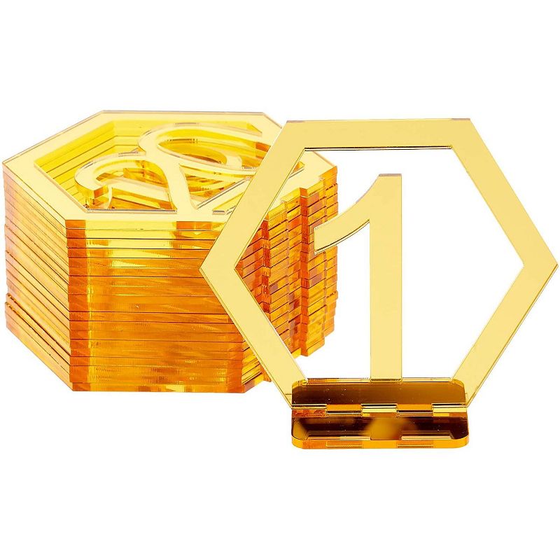Hexagon Acrylic Table Numbers 1-20 (3.5 x 4 in)
