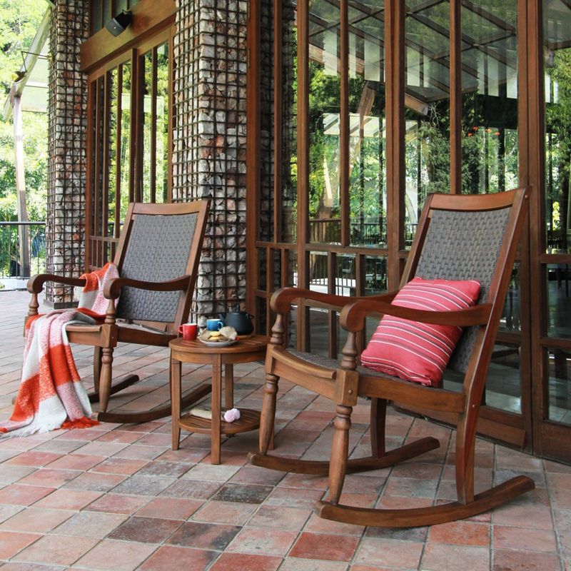 Alston Solid Wood Outdoor Side Table with Shelf - Brown - Cambridge Casual