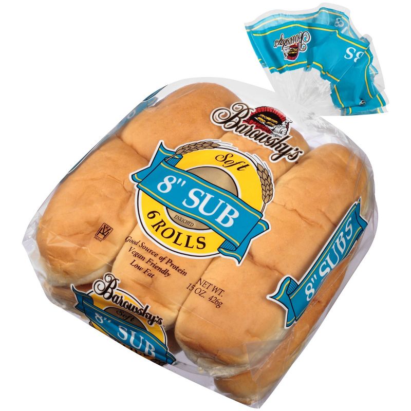 Barowsky's 8" Sub Rolls - 15oz/6ct